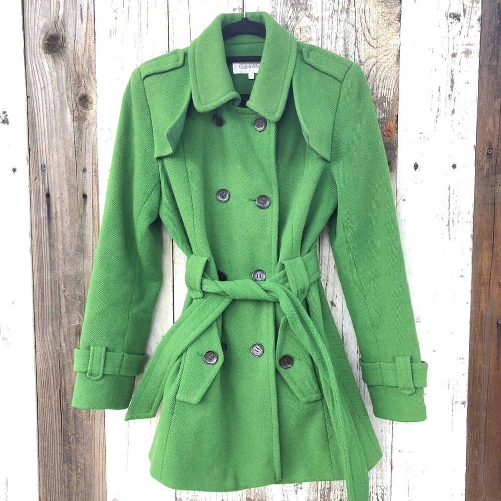 Green Calvin Klein Peacoat Wool